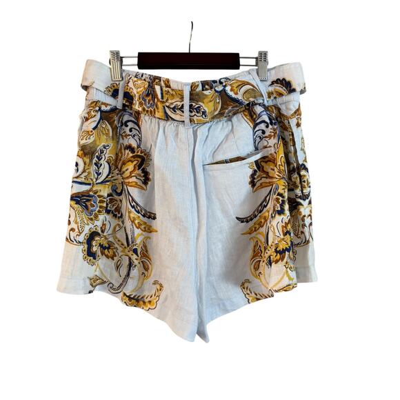 JOIE 100% Linen Multicolor Floral Dress Shorts With Matching Belt Large NWT - Picture 2 of 5